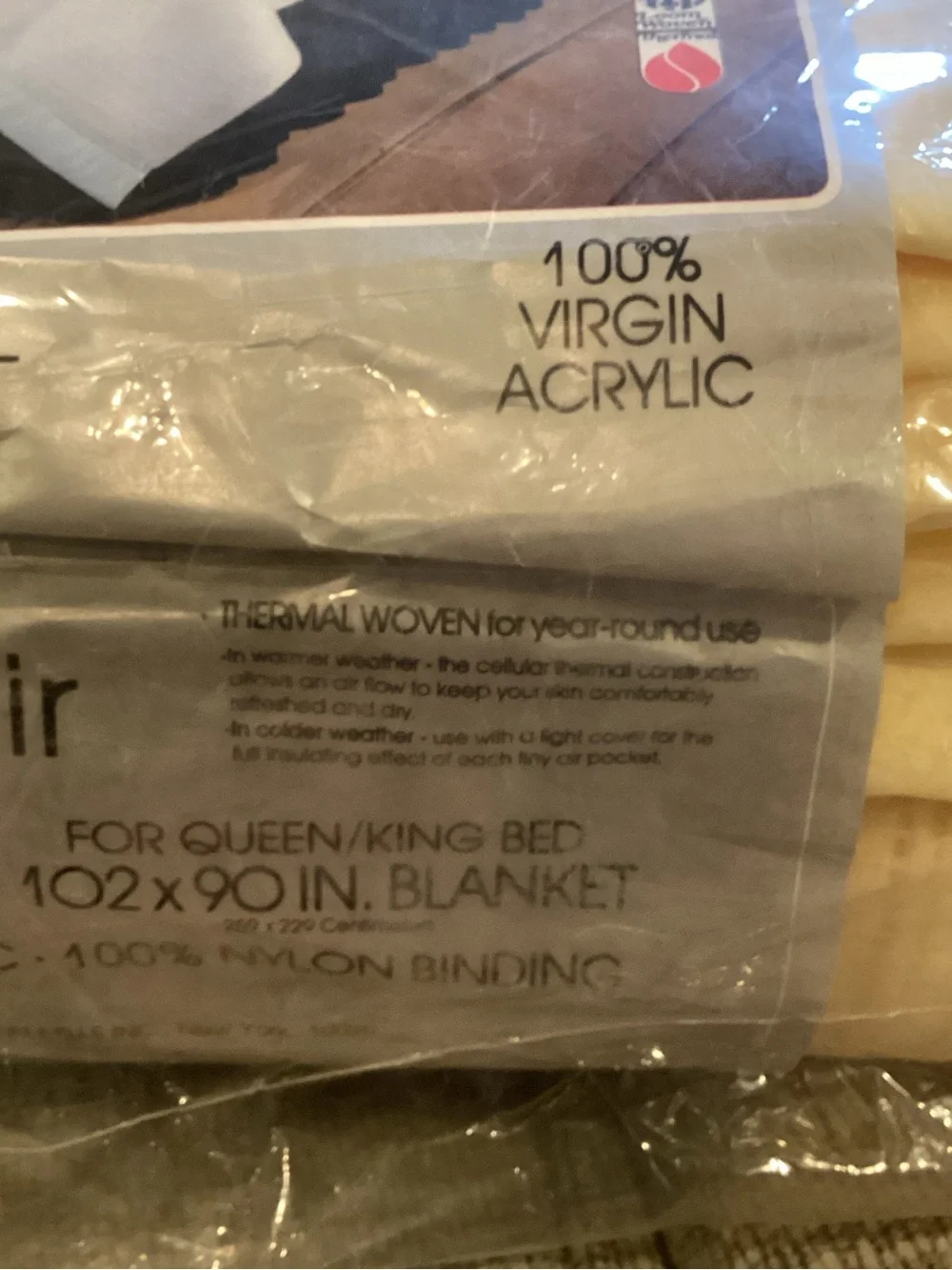 Cannon Adair Thermal Blanket Queen King 102x90 Yellow Acrylic Vintage NOS USA